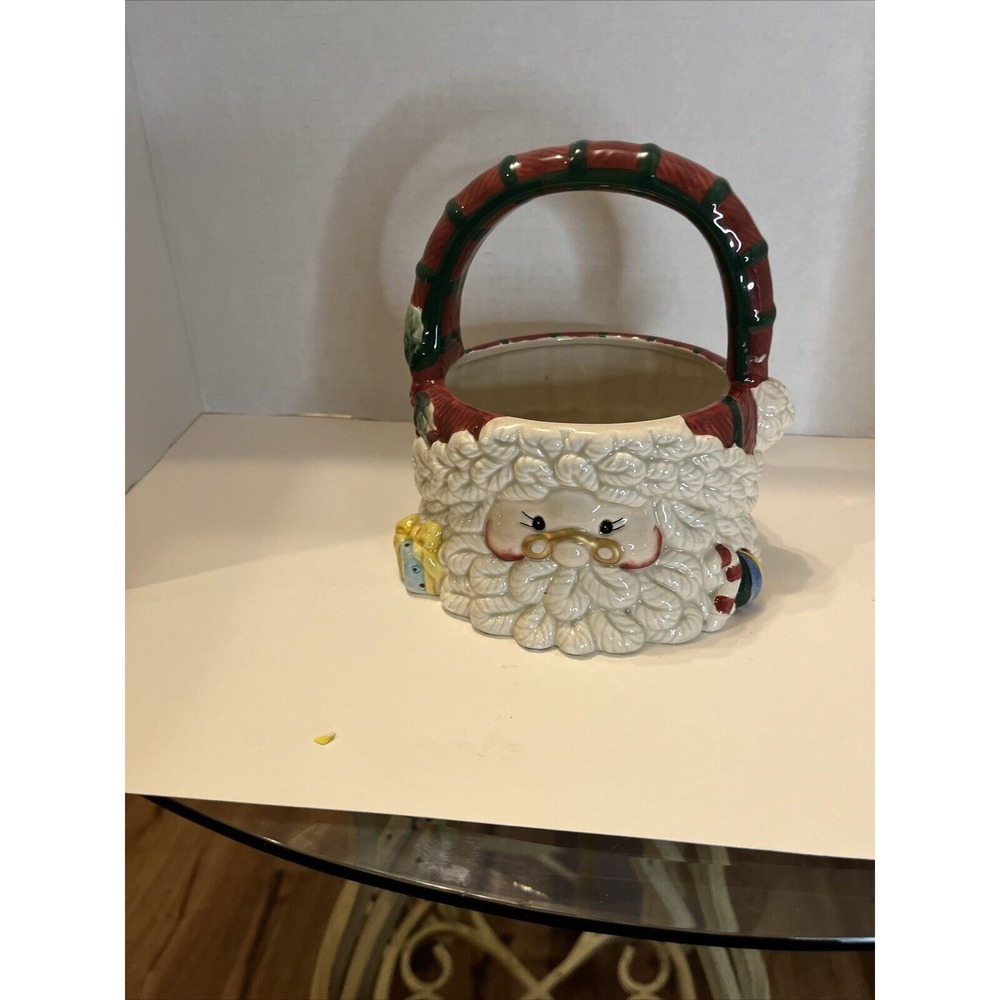 Vintage Ceramic‎ Santa Basket with Handle~Jay Imports